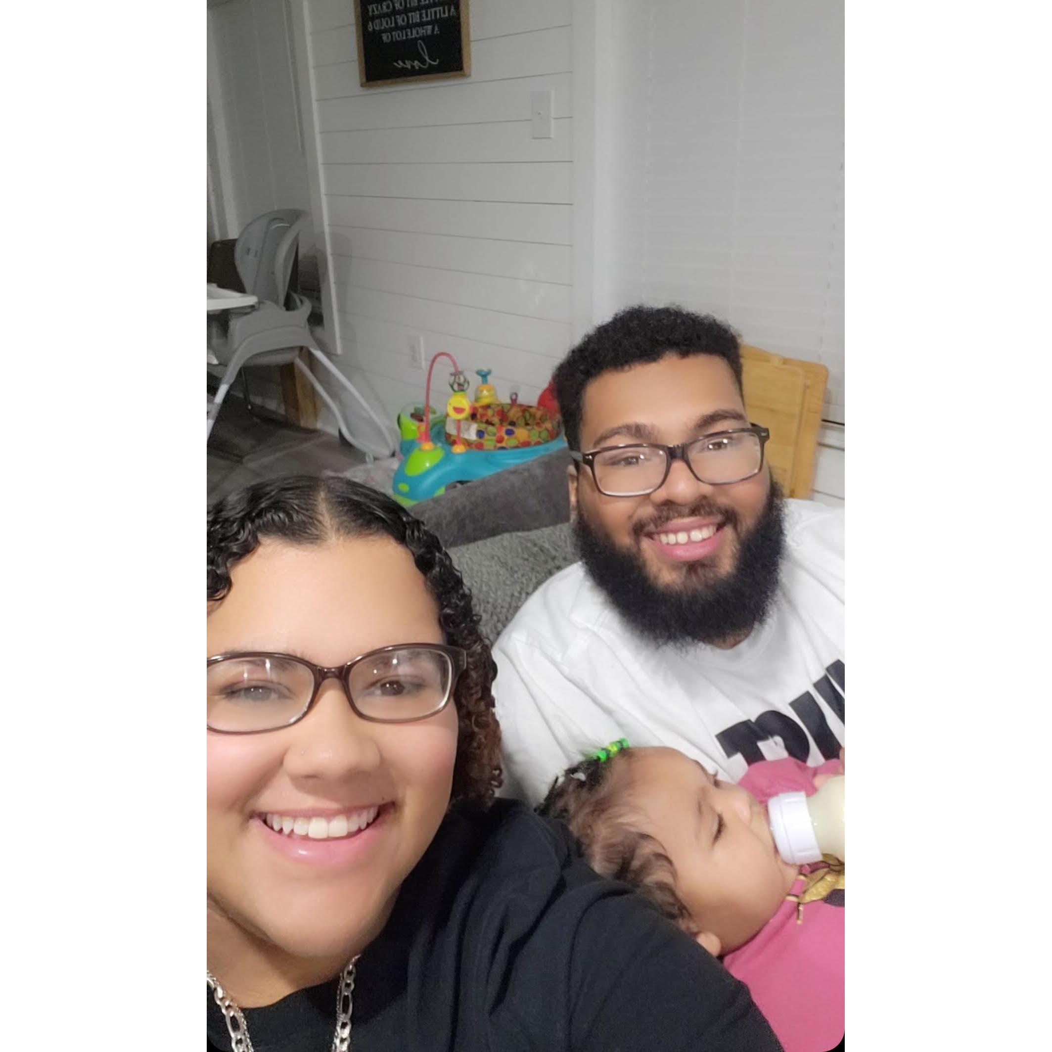 Here's Alex and Alexis with their baby cousin. "Looks like they're practicing for the future." - Malek