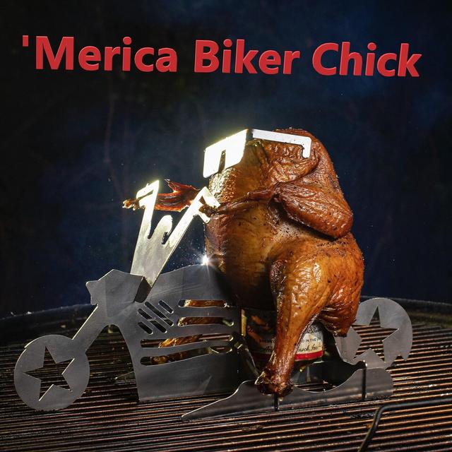 American Motorcycle Beer can chicken stand- BBQ Father' day, Grill, oven roasting, cooking utensil, portable grilling gift. Backyard party