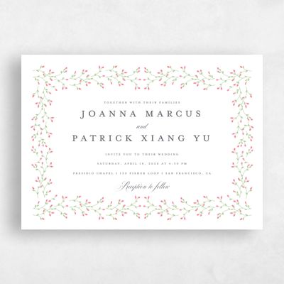 White Floral Wedding Invitation - Ginevra Landscape