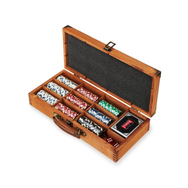 Foster & Rye Poker Sets with Case - Poker Kit in Wooden Box includes Two Card Decks, Two Dice, Poker Chips and Storage Box