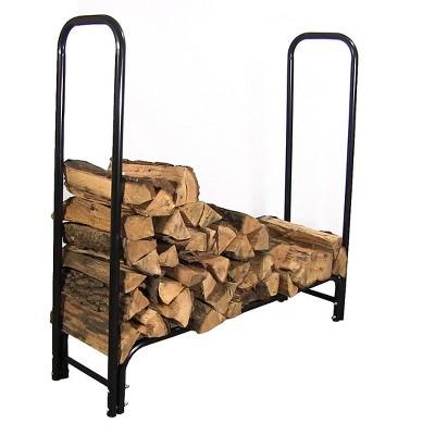 Steel Firewood Log Rack - 4' Black - Sunnydaze Decor