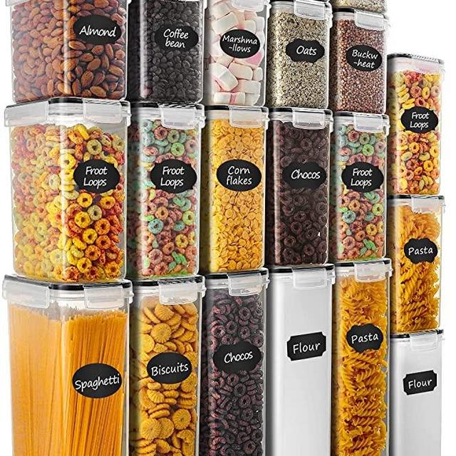 RAZCC Airtight Food Storage Containers - BPA Free Cereal & Dry Food Storage Containers Set of 23 for Sugar, Flour, Snack, Baking Supplies, with Free Chalkboard Label