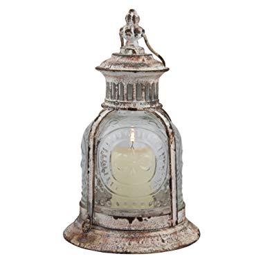 Stonebriar Antique White Metal Candle Lantern, Decoration for Birthday Parties, a Rustic Wedding Centerpiece, or Create a Relaxing Spa Setting, for Indoor or Outdoor Use