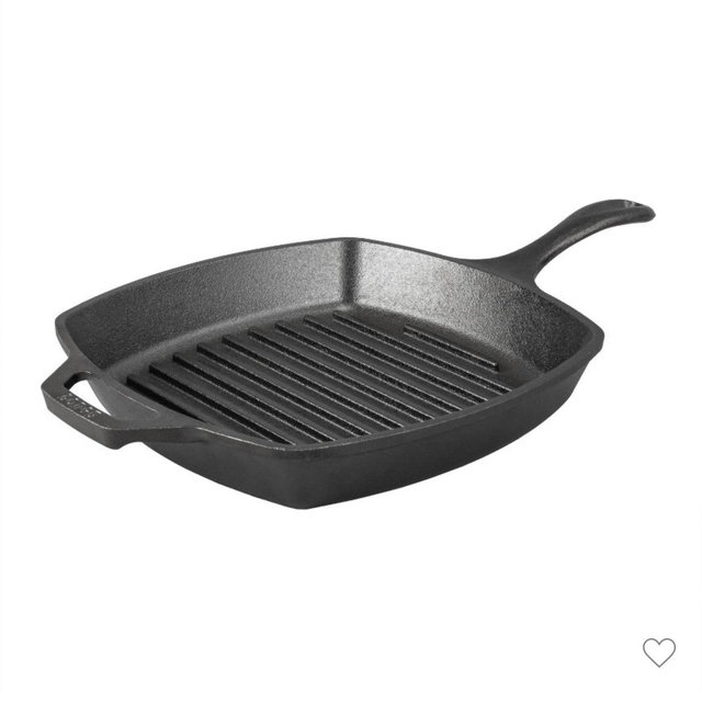 Lodge 10.5" Cast Iron Square Grill Pan: Preseasoned, Even-Heating, Induction & Oven Safe, Nonstick, Stovetop Compatible
