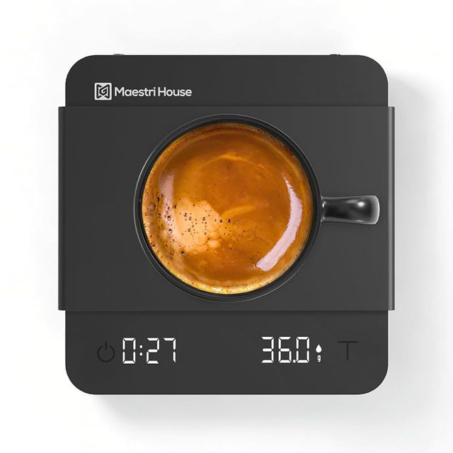 Maestri House S1 Air Ultra-Slim Espresso Coffee Scale with Timer, 0.1g Precision Shot Scale with Auto Tare & 3 Smart Brew Modes, Rechargeable Digital Scale for Espresso & Pour Over