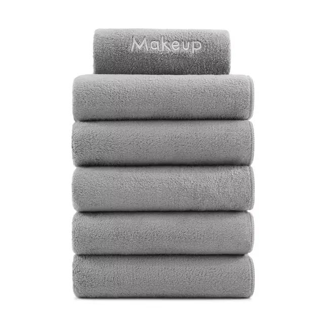 Arkwright Makeup Remover Fingertip Towels - Soft Coral Fleece Microfiber Washcloths, 11 x 17 in., Gray