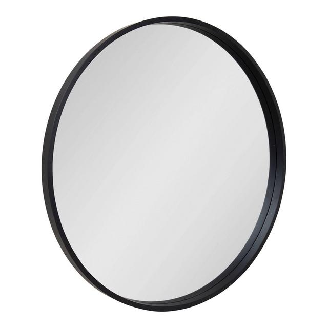 32" x 32" Travis Round Wood Accent Wall Mirror Black - Kate and Laurel