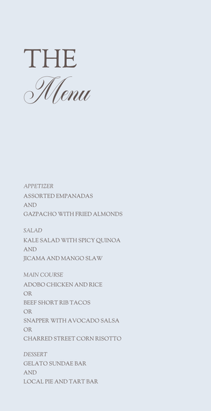 Soave | Ice | Zola Wedding Menus