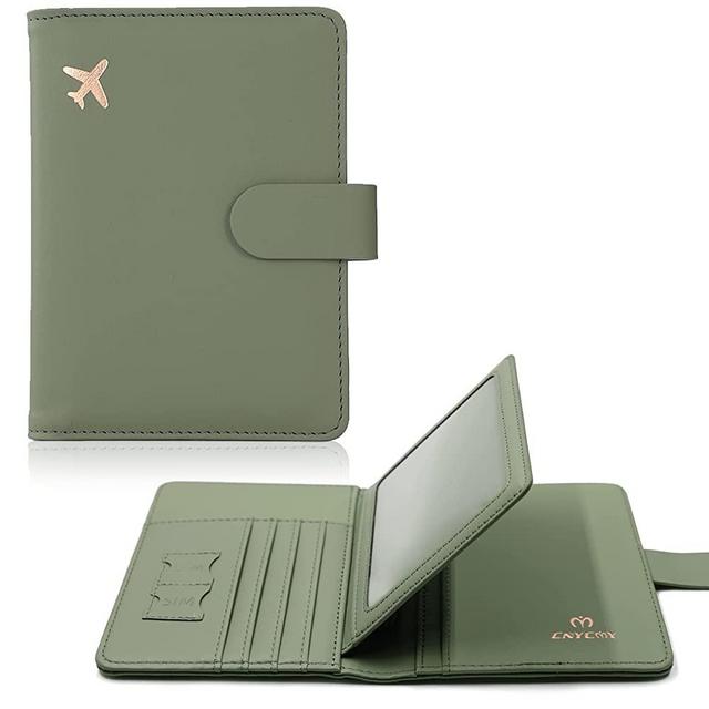 Cnycmy Passport Holder and Vaccine Card Holder,Passport-Wallet-Holder for Women, Rfid Passport Holder with Vaccine Card Slot Waterproof, PU Leather Travel Passport Case for Women/Men (Moss green)
