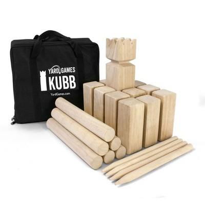 YardGames Kubb Premium Wooden Game Set with Canvas Transport & Storage Bag
