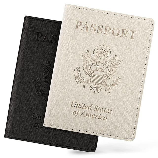 2 Pack Vaccine Card Holder,Passport And Vaccine Card Holder Combo-White&Black