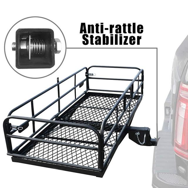 OKLEAD Hitch Mount Cargo Carrier 60" x 24" x 14.4" Folding Cargo Rack Rear Hitch Tray Luggage Basket with 500 LB Capacity Fits 2" Receiver for Car SUV Pickup