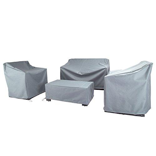 Baner Garden N87 4-Piece Outdoor Veranda Patio Garden Furniture Cover Set with Durable and Water Resistant Fabric (Grey)