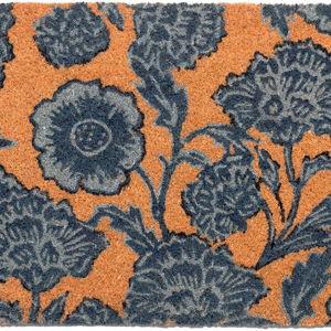 BLUE Coir Door Mat, Floral Print Entryway Floor Mats with Non-Slip PVC Backing, Indoor Outdoor Mat for Front Door Decor, Door Mat, Welcome Mats with Chelsea Flower Print, Blue, 30”x 17”