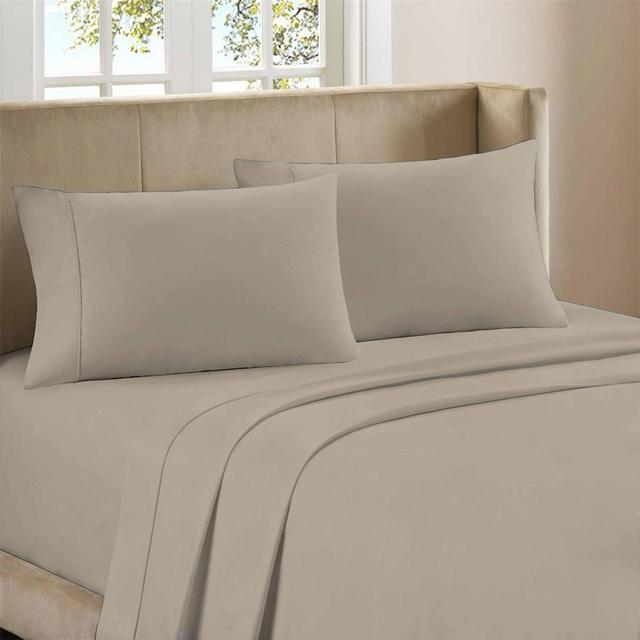 King 400 Thread Count Wrinkle Free Cotton Sheet Set Taupe - Purity Home