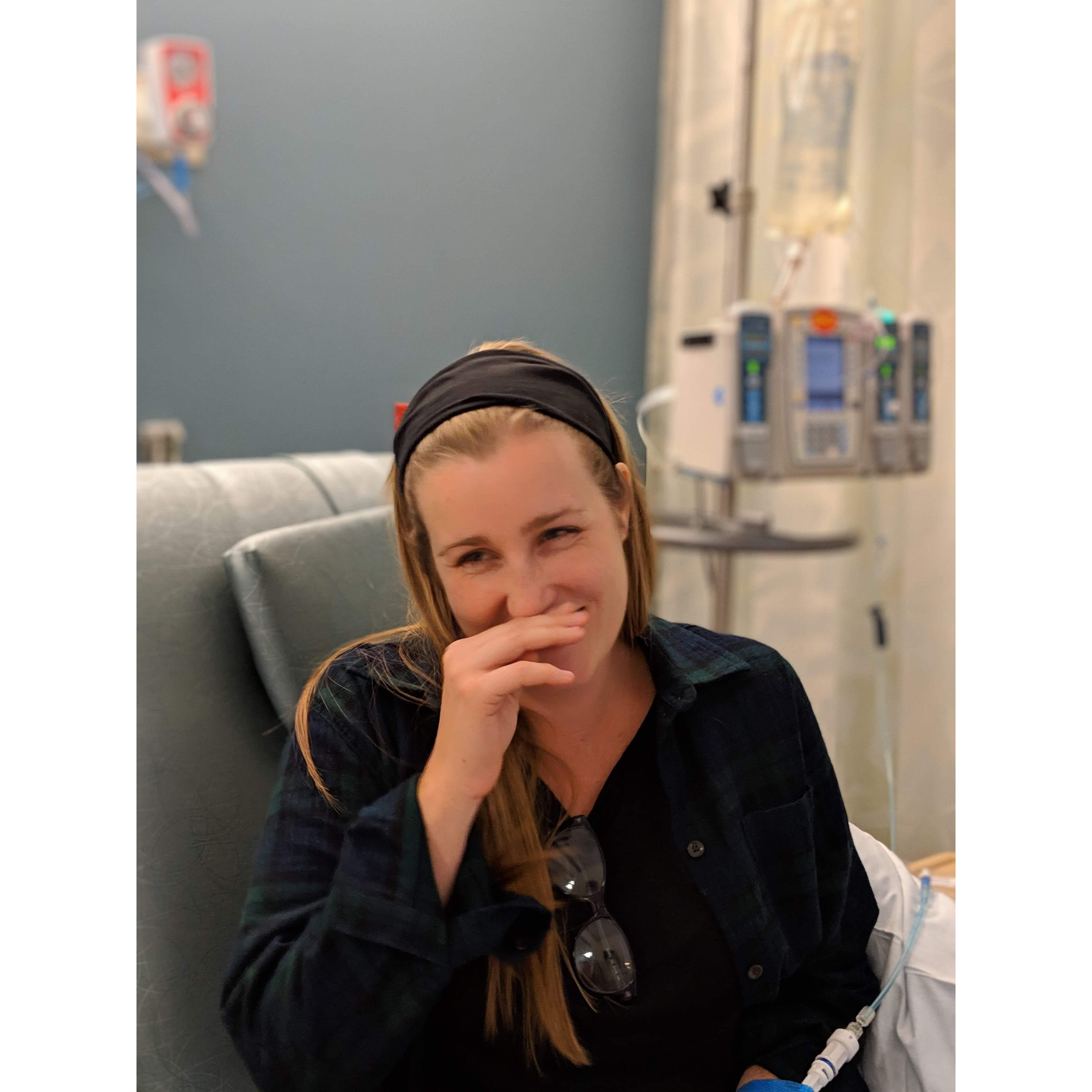 First day of chemo and last days of long hair.