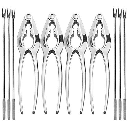 CoZroom Seafood Tools Set Nut Crackers of 10 Pcs Seafood Opener Tool Set, 4 Pcs Lobster Crackers/Crab Crackers and 6 Pcs Stainless Steel Seafood Forks/Picks