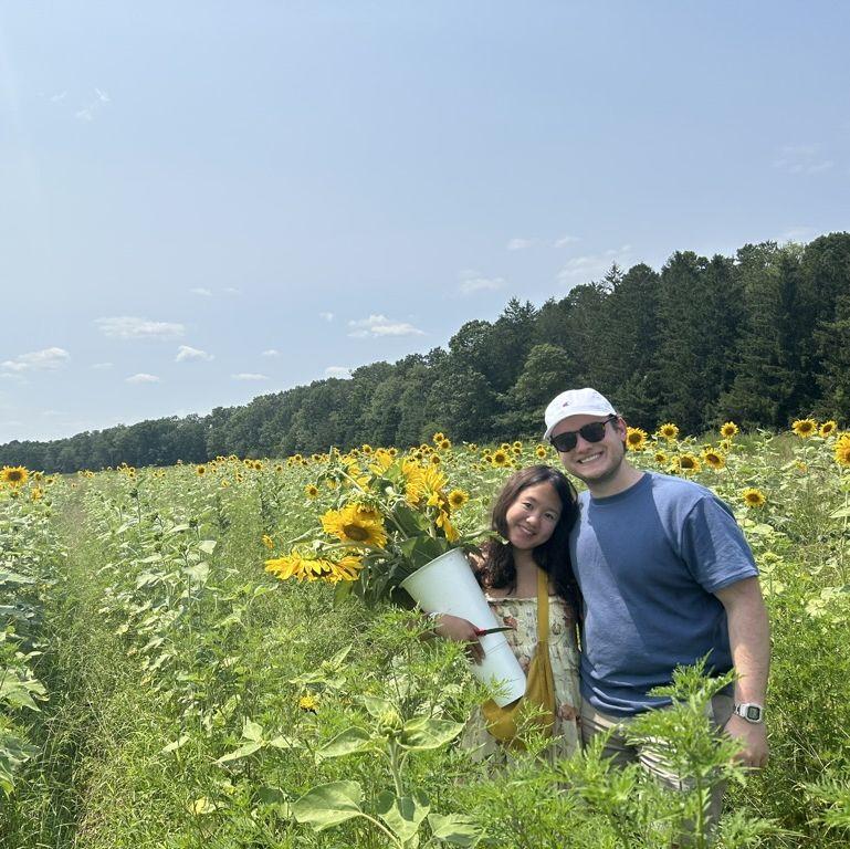 In the flower fields!