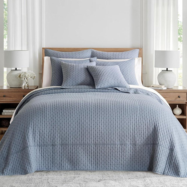 Levtex Home - Cross Stitch Bedspread Set - Queen Bedspread and Two Standard Shams - Cross Stitch Pattern - Bedspread (104X106in.) and Sham (20x26in.) - Cotton