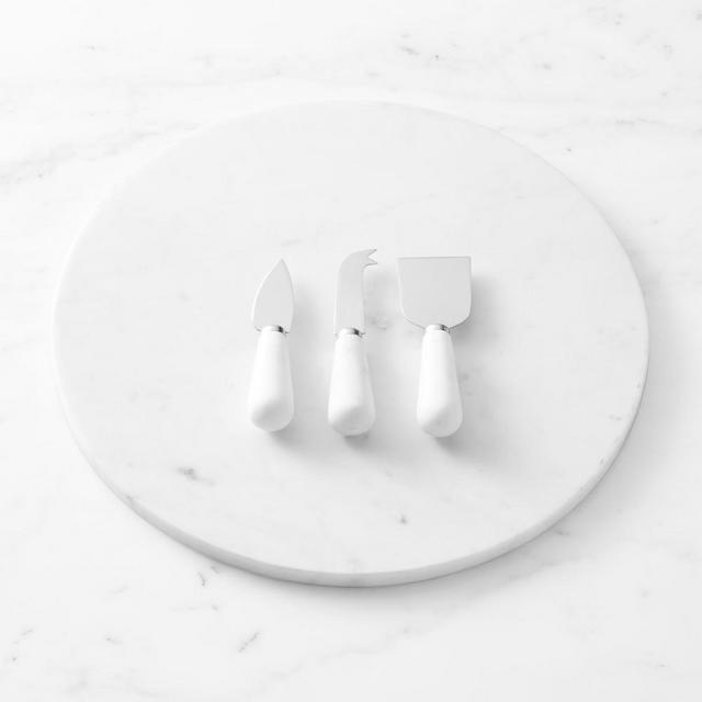 Marble Round Cheese Board with Marble Cheese Knives