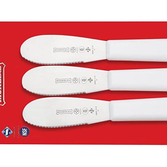 Mundial, White 3-1/2-Inch Serrated Edge Sandwich Spreader, Set of 3