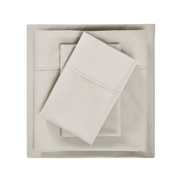 1500 Thread Count Cotton Blend Deep Pocket Sheet Set Solid, Ultra-Soft Bedding, King, Silver - Blue Nile Mills