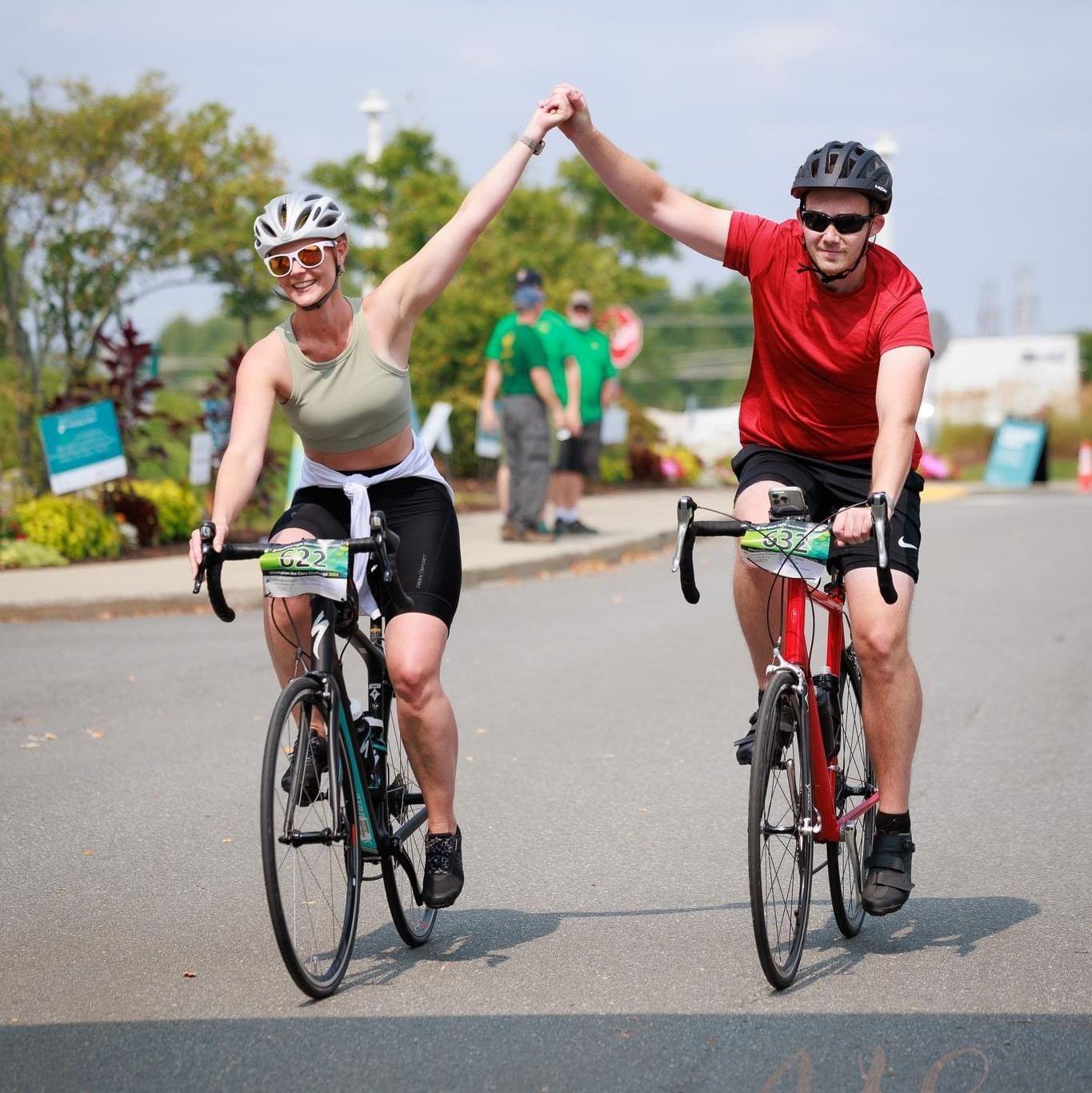 Crossing the finish line at the Champion The Cure Race together.