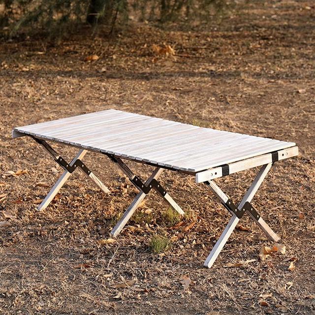 ZHONGLU CRAFTS Folding Table Camping Table Picnic Bench Portable Outdoor Indoor Wooden Picnic Table,Travel, Beach,Garden BBQ-Table in a Bag(Rustic White)