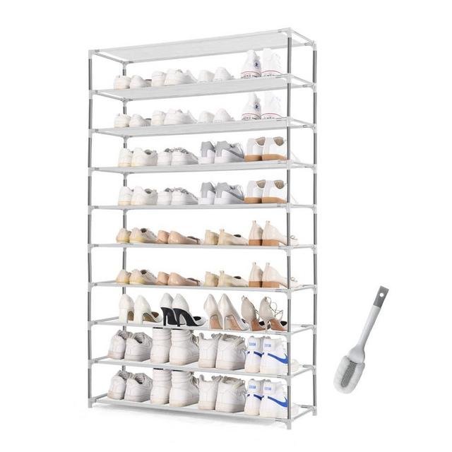 HODYANN 10-Tier Shoe Rack, Non-woven Fabric Storage Organizer, 50 Pairs Space-saving Shoe Tower