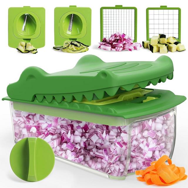 NEW!! Croc Chopper by Fullstar X OTOTO - Food Chopper, Cool Gadgets, Crocodile Onion Chopper, Vegetable Slicer, Housewarming Gift, Multifunctional Vegetable Cutter, Kitchen Finds Green Cooking Gifts