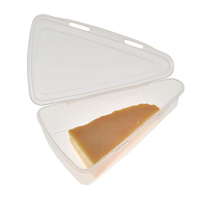 Home-X Triangle Cheese Container, Clear Plastic to-Go Containers for Cheese Wedges, Cake, and Pie Slices