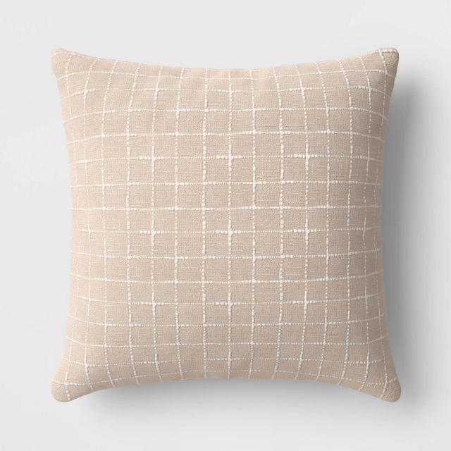 Oversized Cross Hatch Woven Square Throw Pillow Beige - Threshold™