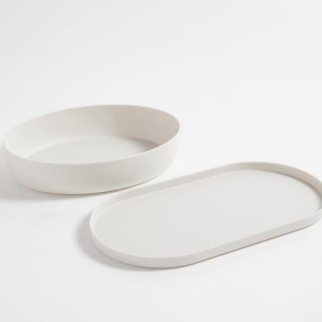 Mason Modern Melamine Serving Platter & Bowl Set - Ivory