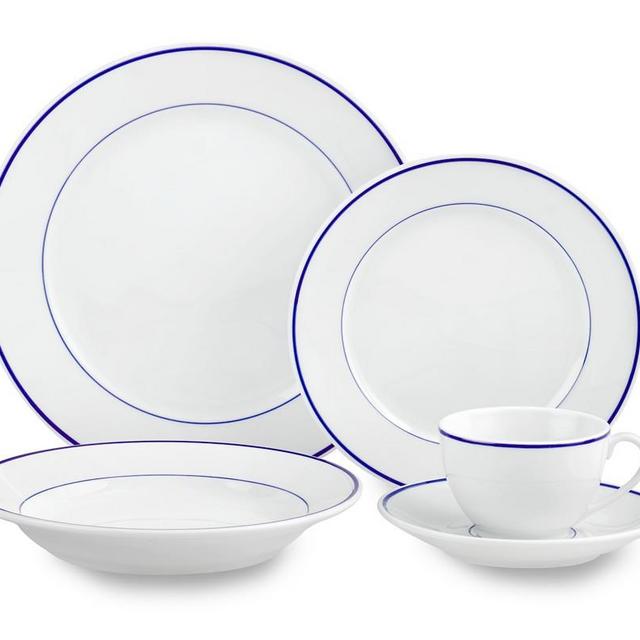 Apilco Tradition Porcelain Blue-Banded 20-Piece Dinnerware Set