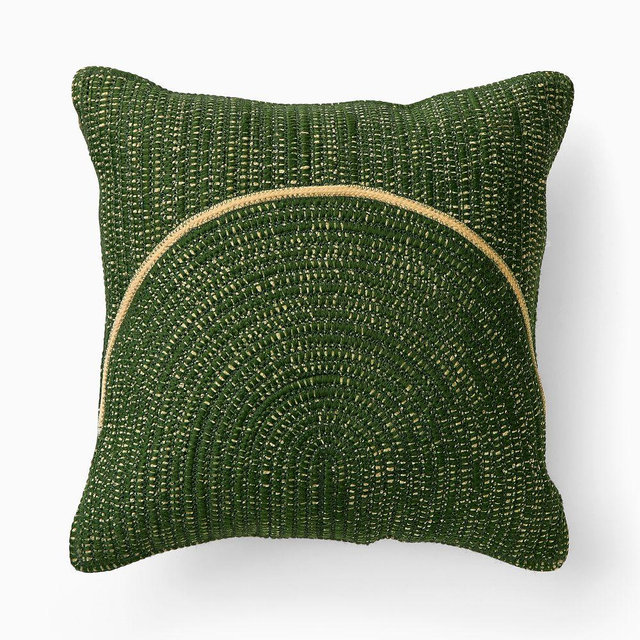 Outdoor Woven Arches Pillow, 20x20, Fern Green