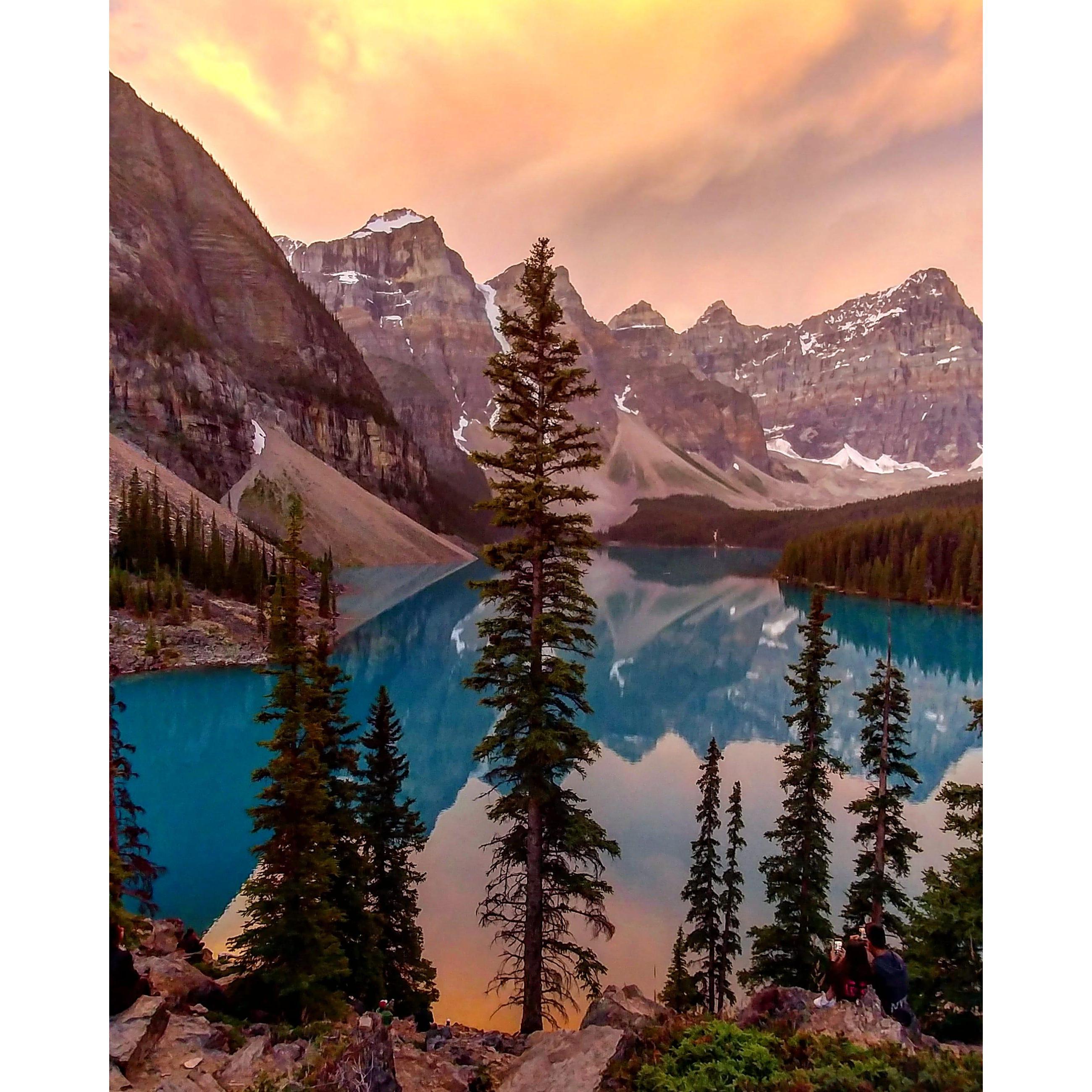Catching sunrise at Morraine Lake followed by a hike through the valley of the ten peaks.