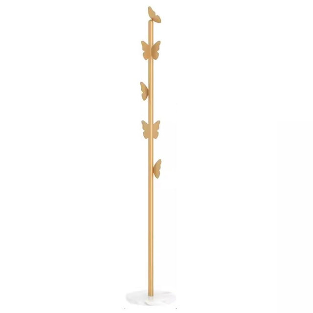 Garment Rack Metal Coat Rack With Marble Base, Free-standing Small Modern Coat Stand Tree With Butterfly-shaped Hooks, Save Space Coat Hanger For Entryway, Bedroom, Office, 33x170CM(Color:Gold+White)
