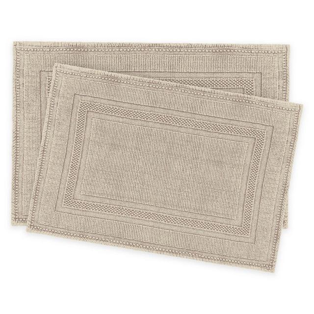 Jean Pierre Stonewash Racetrack Bath Rugs in Taupe (Set of 2)