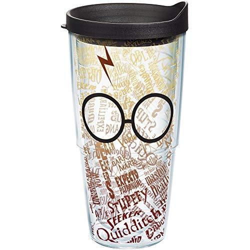 Tervis 1209499 Harry Potter - Glasses and Scar Tumbler with Wrap and Black Lid 24oz, Clear