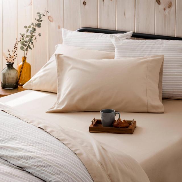 King Solid Flannel Sheet Set Khaki - Martha Stewart