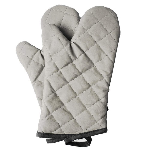 ARCLIBER Oven Mitts 1 Pair of Quilted Cotton Lining - Heat Resistant Kitchen Gloves,Flame Oven Mitt Set,Grey