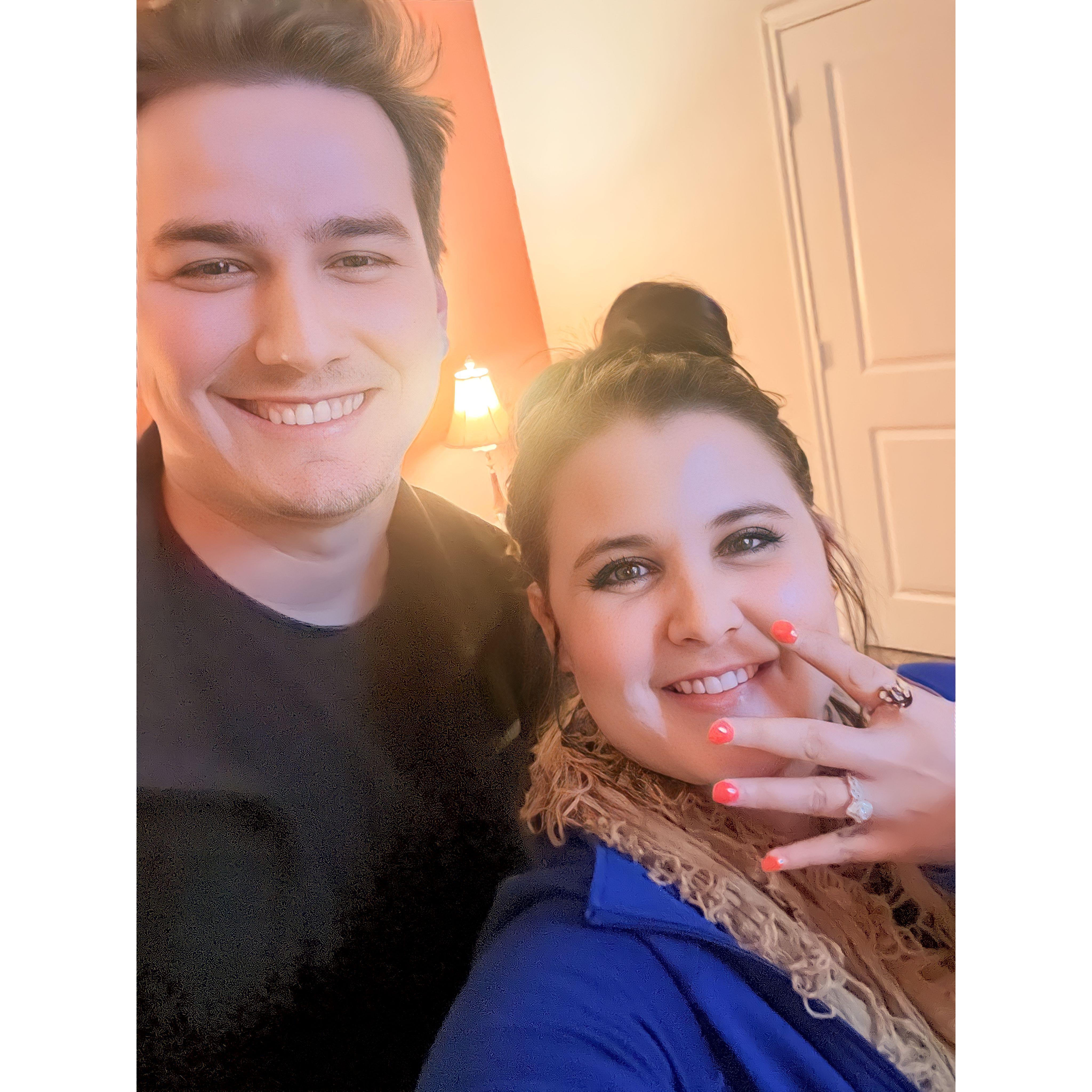 This was the night that Bradley asked me to marry him! He had a slideshow going on the TV of pictures of us throughout our relationship and got on one knee when I got home. Simple and perfect!