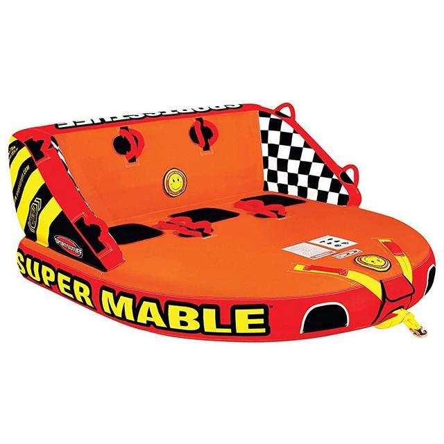 SportsStuff Super Mable | 1-3 Rider Towable Tube for Boating, Orange, Red, Yellow