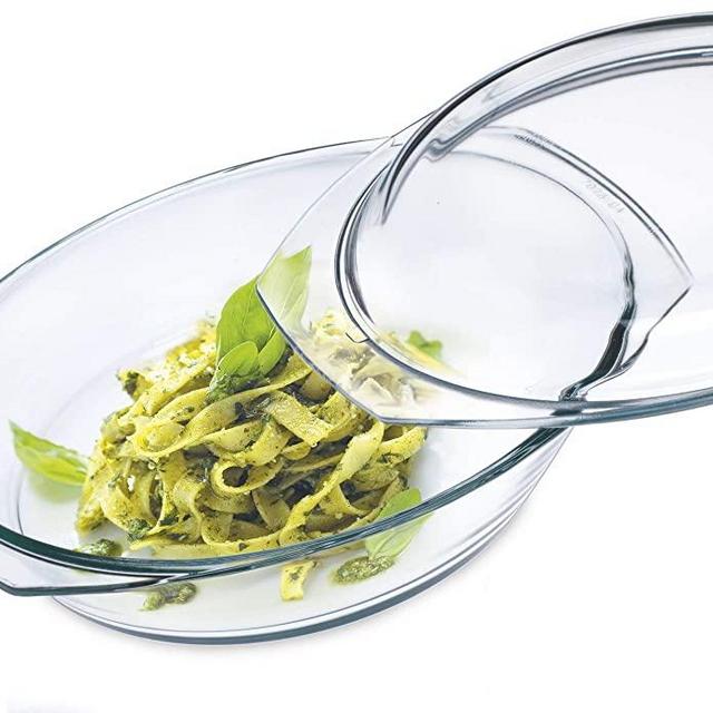 Simax Oval Shaped Glass Casserole | With Tight Fitting Lid – Heat, Cold and Shock Proof – Made in Europe – Oven, Freezer and Dishwasher Safe – 2.5 Quart (Plus 1.2 Quart Lid) Glass Baking Dish