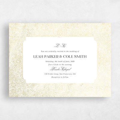 White Wedding Invitation - Isolde Landscape Foil