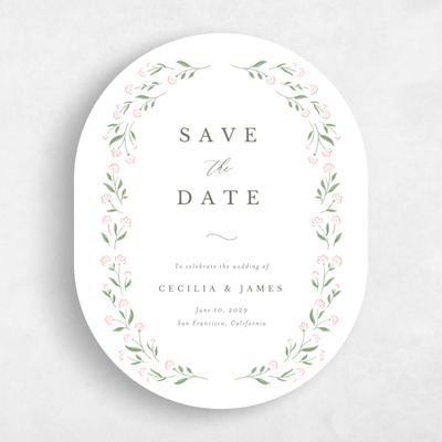 White Oval Wedding Save the Date - Samlet Portrait