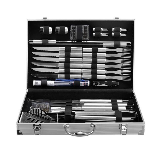 Barbecue Grill Tools with Aluminum Storage Case, Set of 30