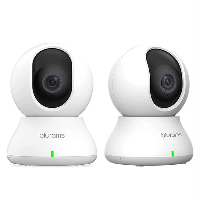 Security Camera 2K, blurams Baby Monitor Dog Camera 2PCS for Home Security w/ Smart Motion Tracking, Phone App, IR Night Vision, Siren, Compatible with Alexa & Google Assistant & IFTTT, 2-Way Audio