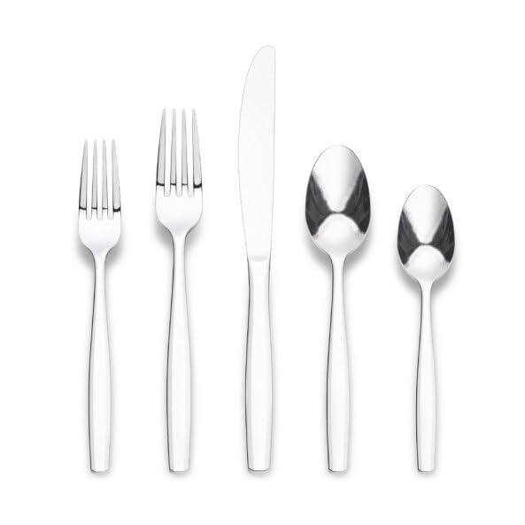 ORNATIVE - Amias Flatware Set with Service for 4, Set Includes Knives, Forks & Spoons for Home, Kitchen & Restaurant, 18/0 Stainless Steel Material & Dishwasher Safe - 20 Pieces, Silver