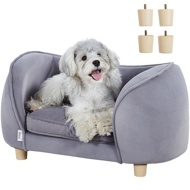 VEVOR Dog Bed, Dog Couch Pet Sofa for Small Dogs and Cats, Soft Velvety Washable Pet Couch and Chair, 60 lbs Load Capacity, Gray